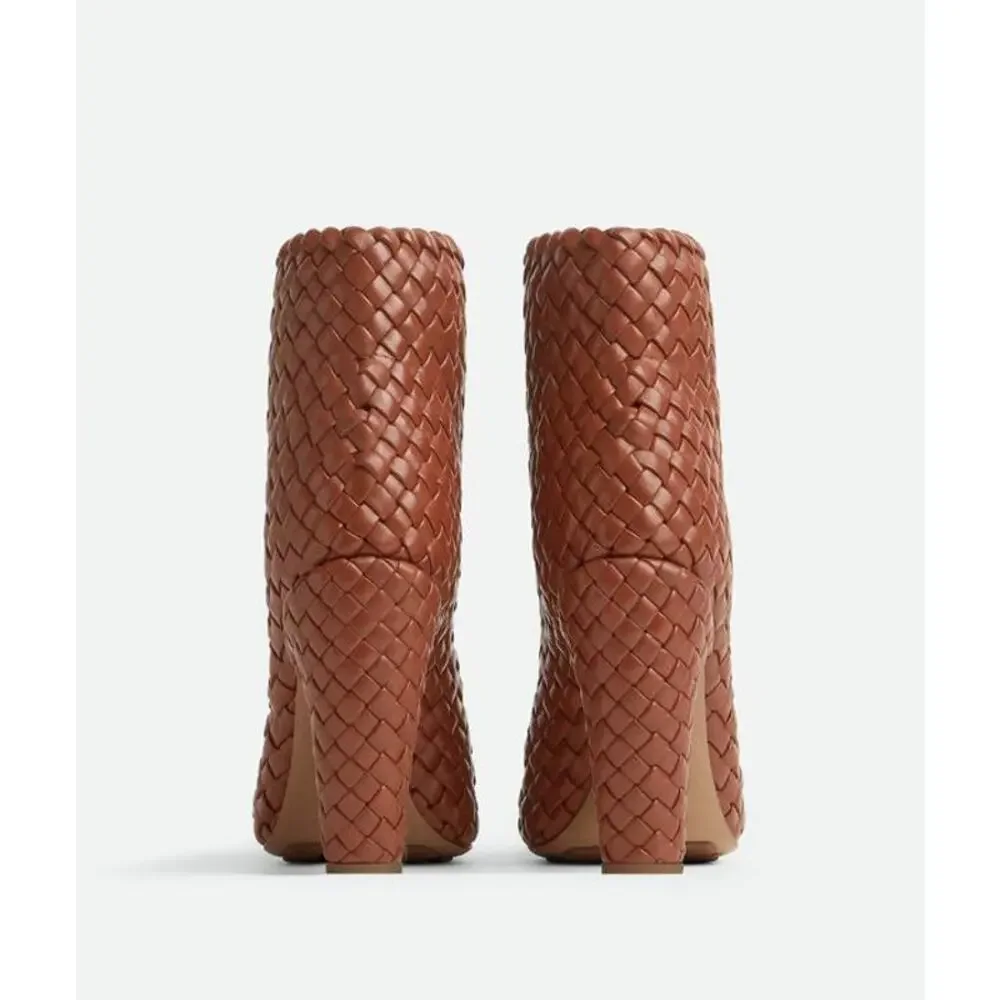 Bottega Veneta Canalazzo Woven Leather Ankle Boot in Brown Sugar 37 - Picture 3 of 4